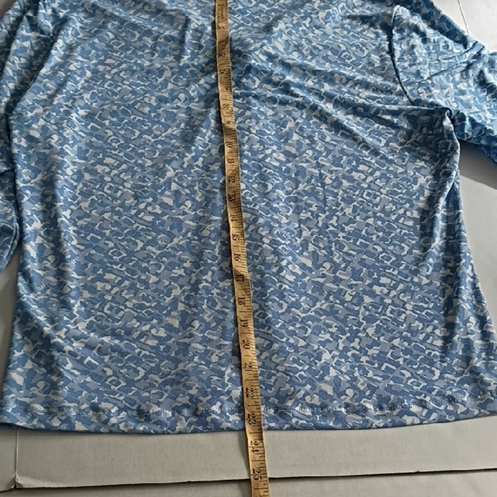 Ruby Rd. Light Blue‎ Patterned Blouse Long Sleeve With Rhinestone Embellishments - Picture 10 of 15